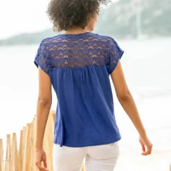 T-shirt uni macramé