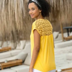 T-shirt uni macramé