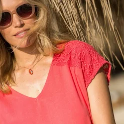 T-shirt uni macramé