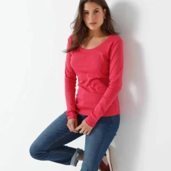 T-shirt uni manches longues en coton biologique(**)