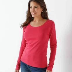 T-shirt uni manches longues en coton biologique(**)