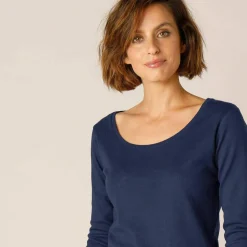T-shirt uni manches longues en coton biologique(**)
