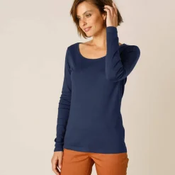 T-shirt uni manches longues en coton biologique(**)