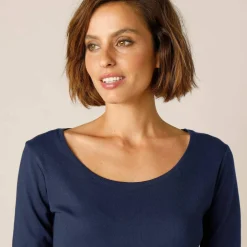 T-shirt uni manches longues en coton biologique(**)