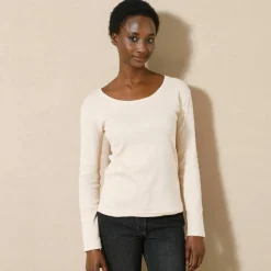 T-shirt uni manches longues en coton biologique(**)