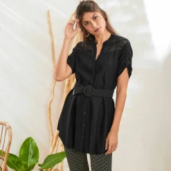 Tunique boutonnée macramé unie