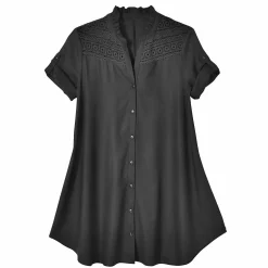 Tunique boutonnée macramé unie