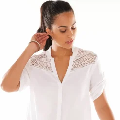 Tunique boutonnée macramé unie