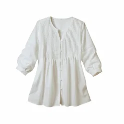 Tunique boutonnée à plis, uni macramé