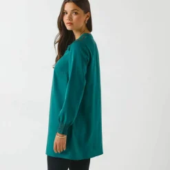 Tunique dentelle manches longues unie