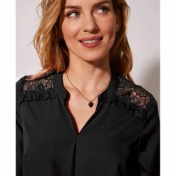 Tunique dentelle manches longues unie