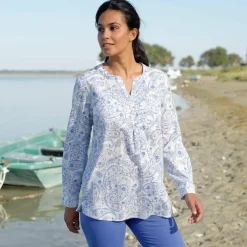 Tunique imprimé cachemire, manches retroussables