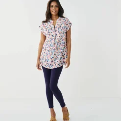 Tunique manches à revers, imprimé multicolore