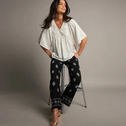 Tunique plastron fantaisie doublé, manches kimono