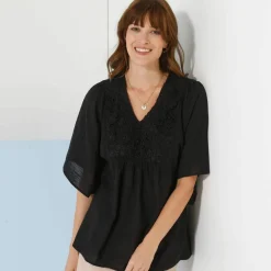 Tunique plastron fantaisie doublé, manches kimono