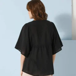 Tunique plastron fantaisie doublé, manches kimono