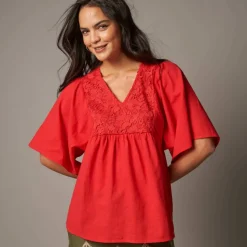 Tunique plastron fantaisie doublé, manches kimono
