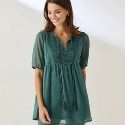 Tunique plumetis unie, polyester recyclé(**)