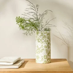 Vase céramique imprimé floral - hauteur 19,5 cm