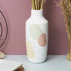 Vase céramique motif visage - hauteur 30 cm