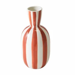 Vase grès rayé blanc terracotta