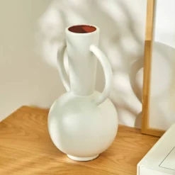 Vase rond céramique, double anses - hauteur 29,5 cm
