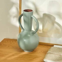 Vase rond céramique, double anses - hauteur 29,5 cm