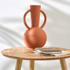 Vase rond céramique, double anses - hauteur 29,5 cm
