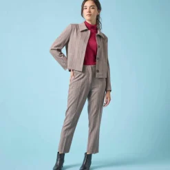Veste blazer courte imprimée carreaux, Spécial Petites