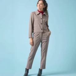 Veste blazer courte imprimée carreaux, Spécial Petites
