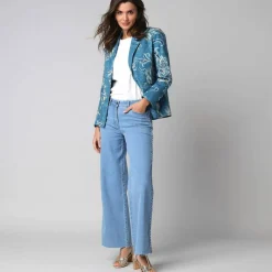 Veste blazer imprimée manches longues