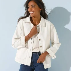 Veste droite boutonnée, toile