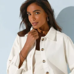Veste droite boutonnée, toile