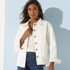 Veste droite boutonnée, toile