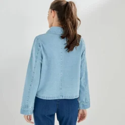 Veste en jean boutonnée, style worker