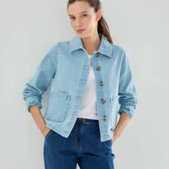 Veste en jean boutonnée, style worker