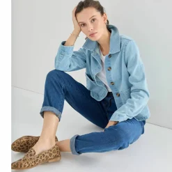Veste en jean boutonnée, style worker