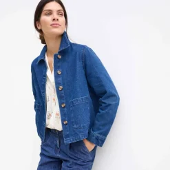 Veste en jean boutonnée, style worker