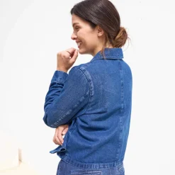 Veste en jean boutonnée, style worker