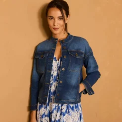 Veste en jean, col montant