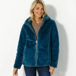 Veste fausse fourrure réversible en doudoune