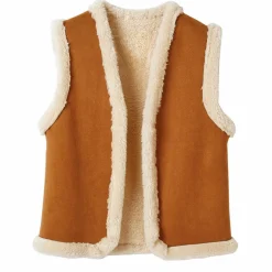 Veste fourrée sans manches, en suédine