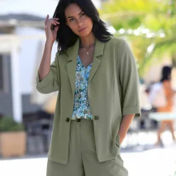 Veste manches 3/4, crêpe fluide