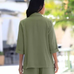 Veste manches 3/4, crêpe fluide