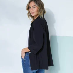 Veste manches 3/4, crêpe fluide