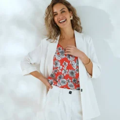 Veste manches 3/4, crêpe fluide