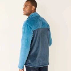 Veste polaire zippée bicolore toucher peluche