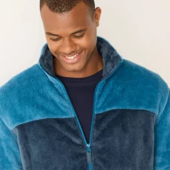 Veste polaire zippée bicolore toucher peluche