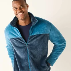 Veste polaire zippée bicolore toucher peluche