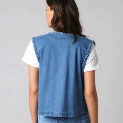 Veste sans manches jean tressé
